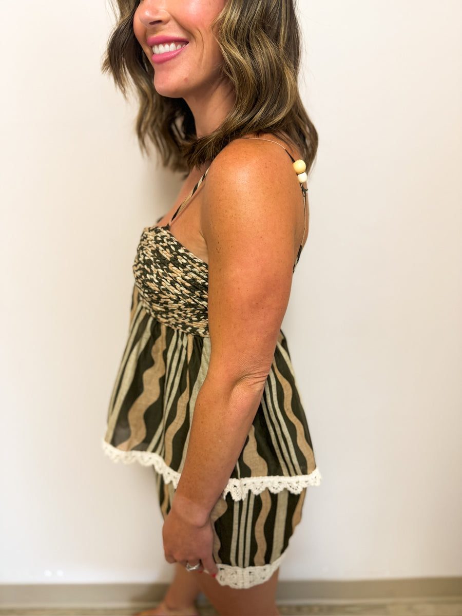 Olive Printed Shorts – Azlinn Hope