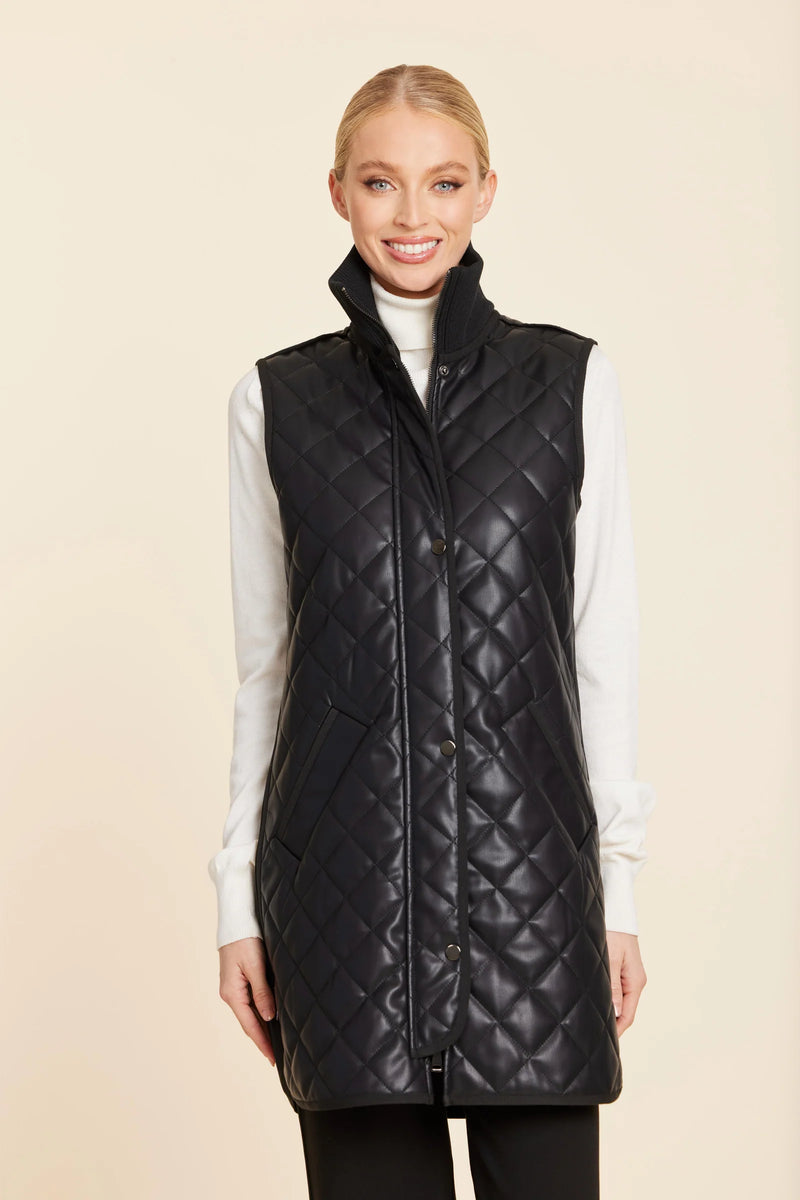 Faux Leather Quilted Vest With Side Zippers – Azlinn Hope