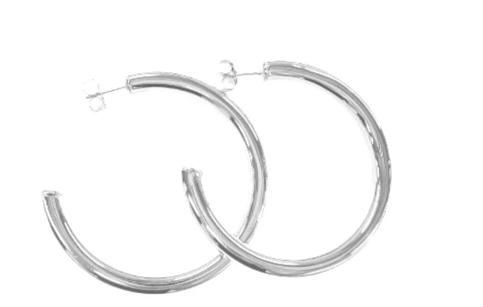 Small Arlene Hoops Brushed Silver main image 0
