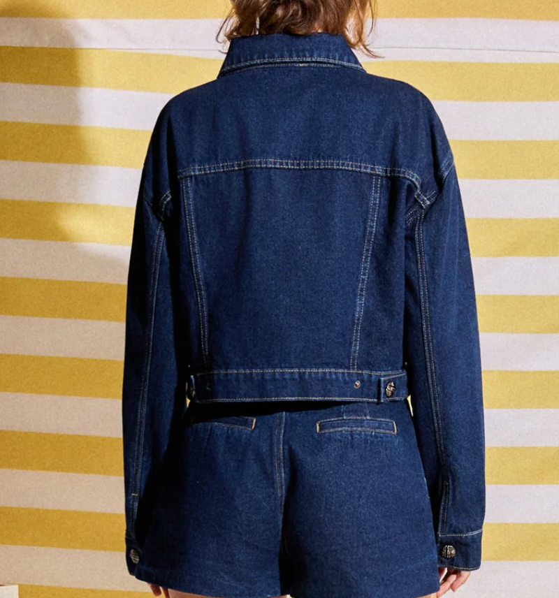 Drop Shoulder Cropped Denim Jacket – Azlinn Hope