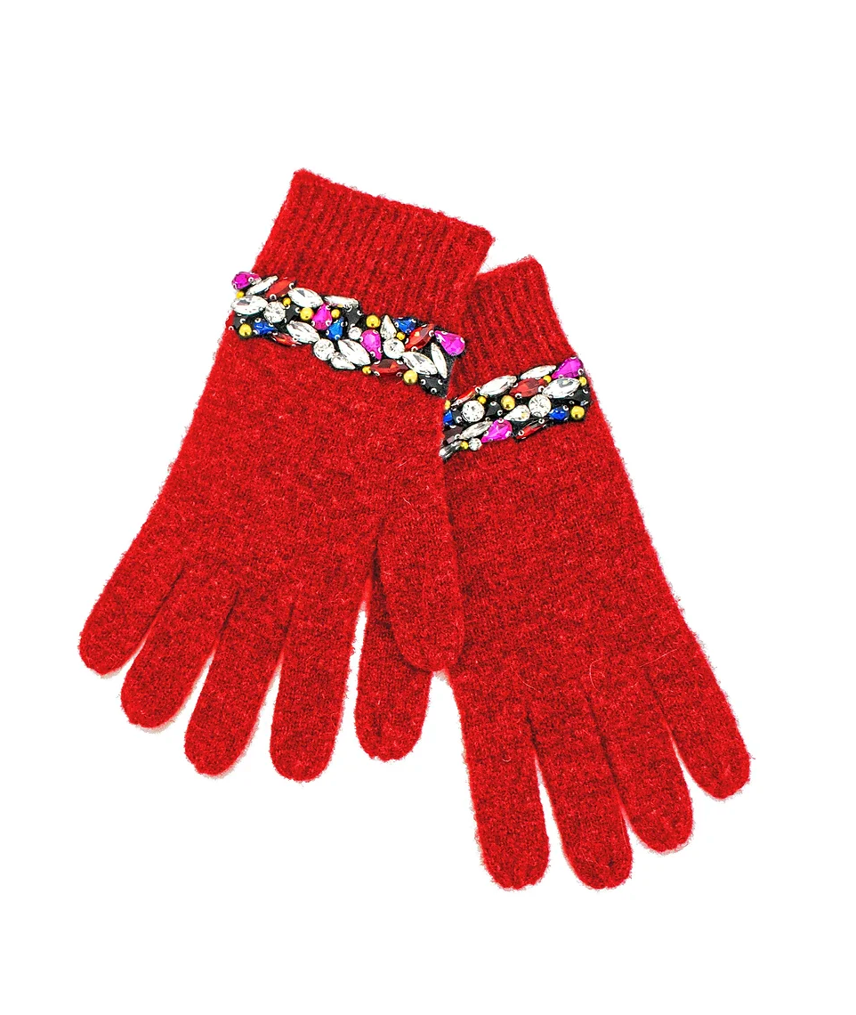 Knit Gloves W Crystals Azlinn Hope