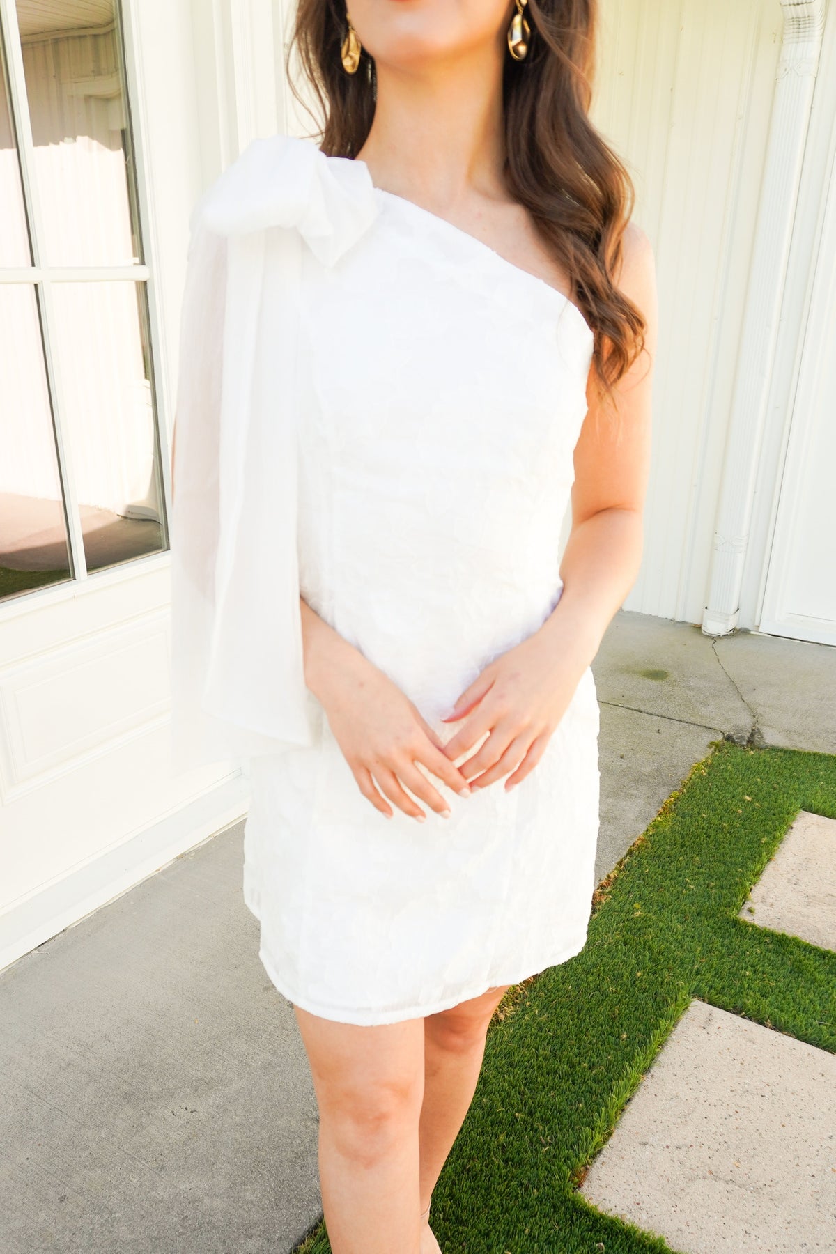 white one shoulder bow dresses ZAPAKA Women White Graduation Dress Satin Bow Bodycon One Shoulder Party Dress, White / US24W