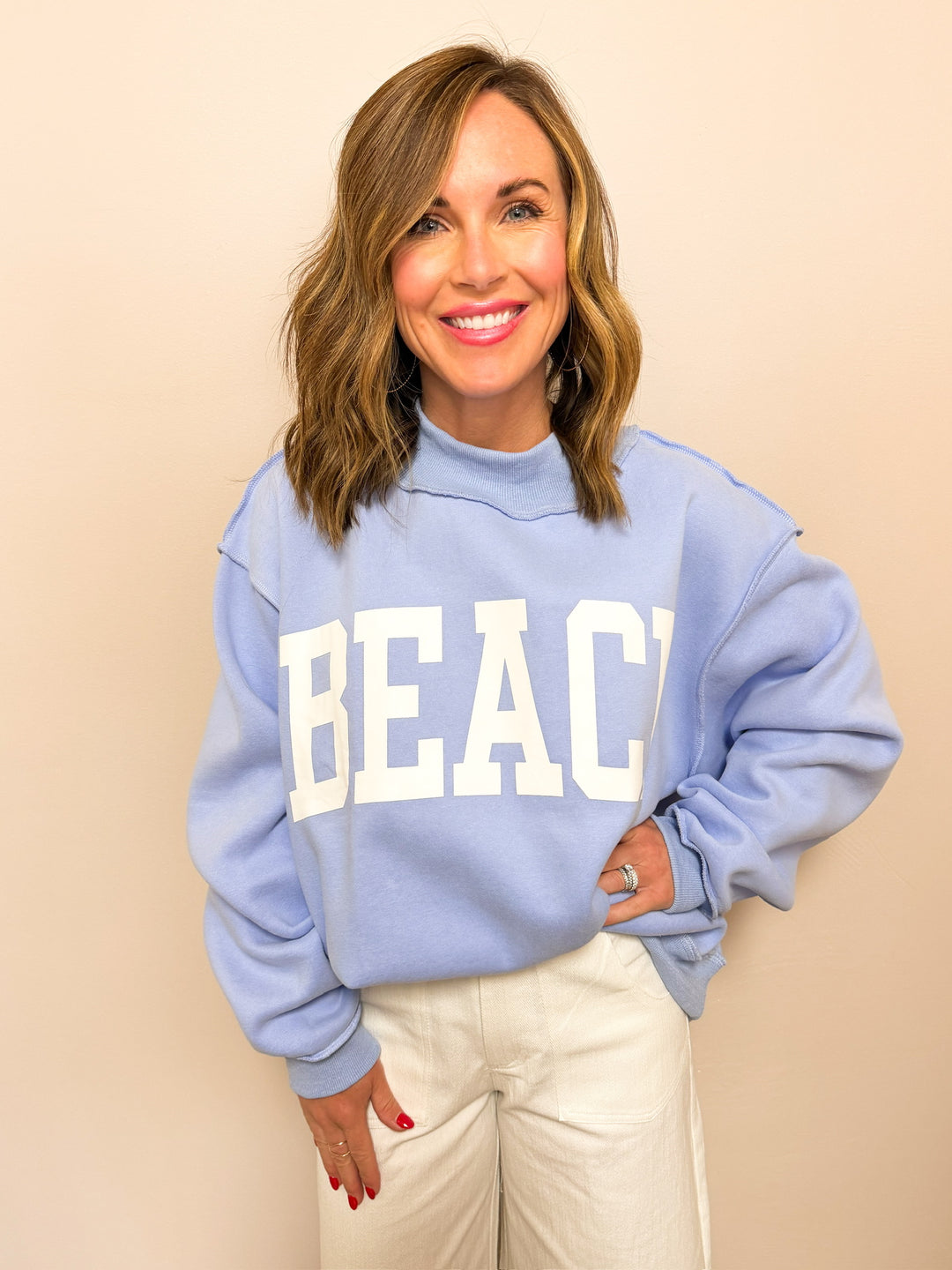 Beach & Lake Reversible Mock-Neck Sweatshirt – Azlinn Hope