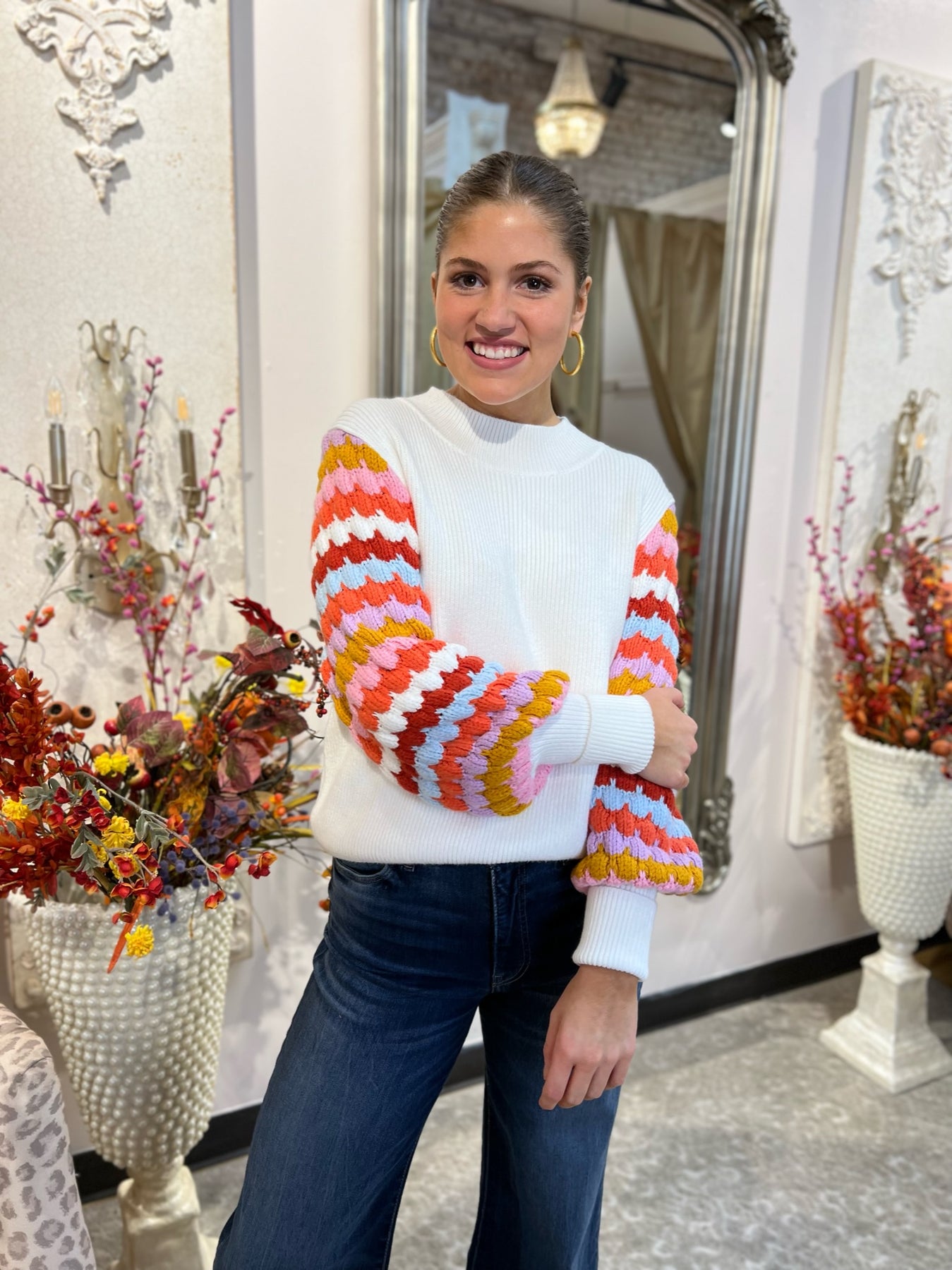 Molly Multi Color Sleeve Knit Sweater – Azlinn Hope