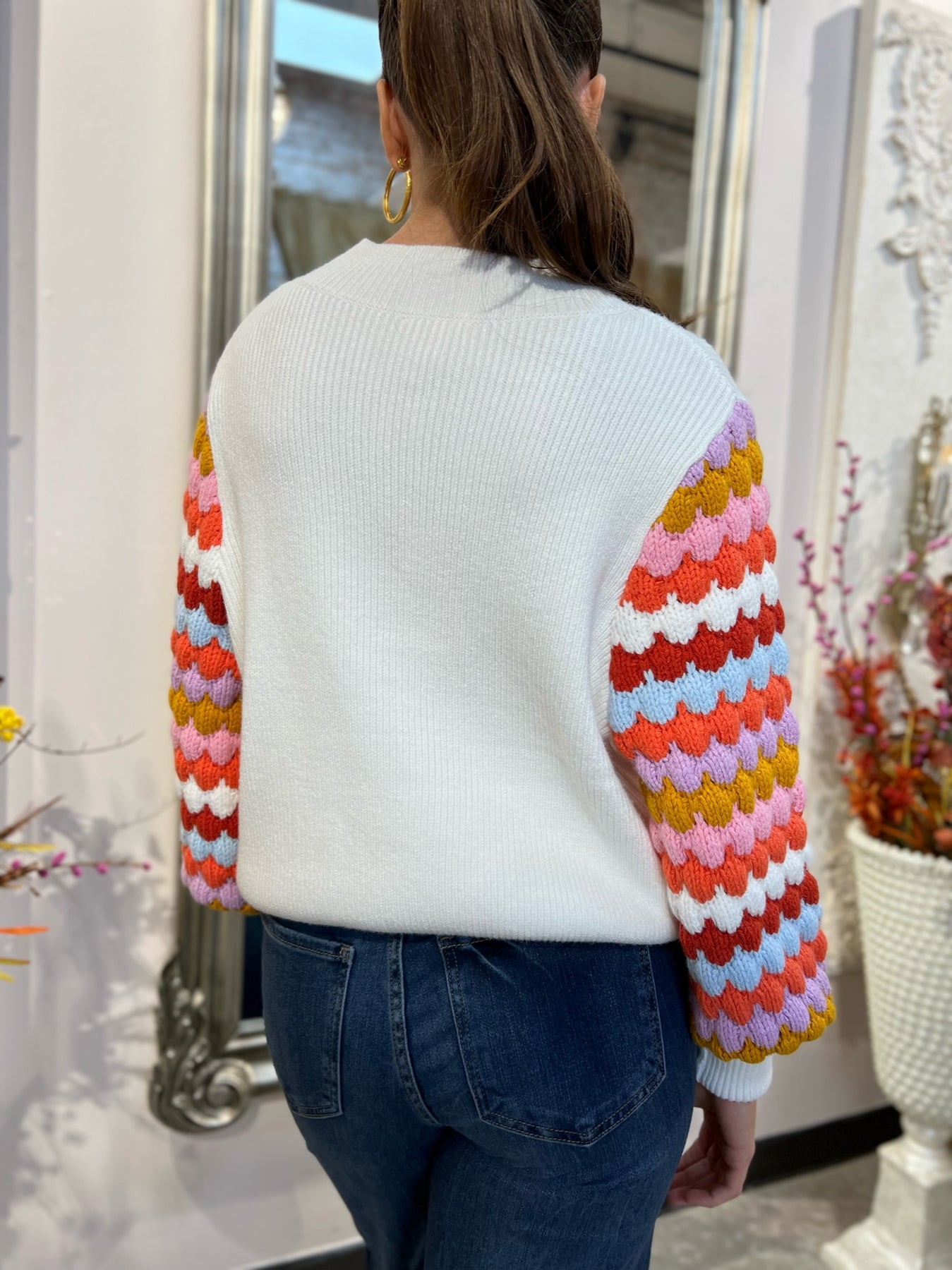 Molly Multi Color Sleeve Knit Sweater – Azlinn Hope