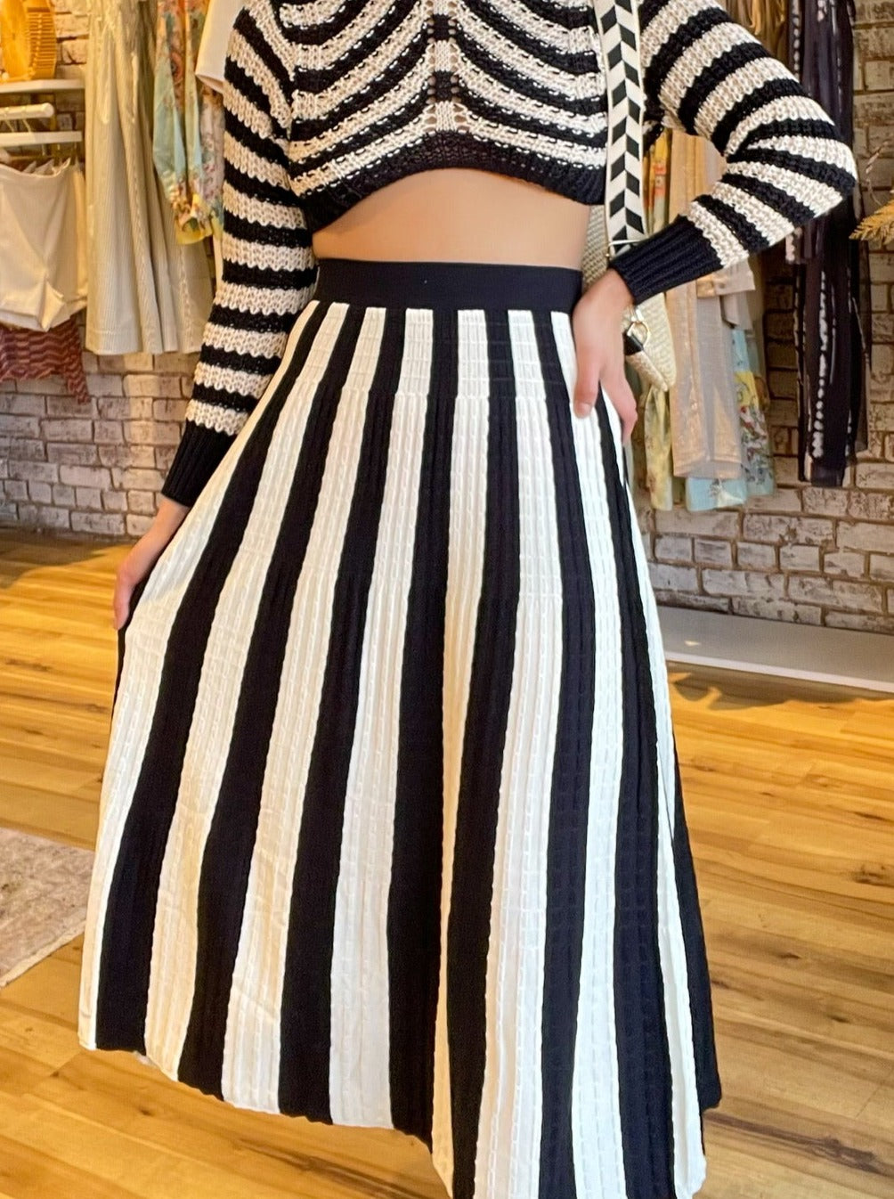 Striped knit outlet skirt