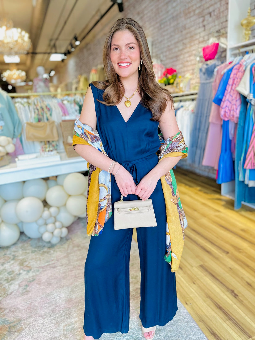 blue jumpsuit dress AW.Bridal Jumpsuit Halter Neckline Floor Length Sleeveless Bows Wedding Guest Dresses Dress Light Dusty Blue Size 8