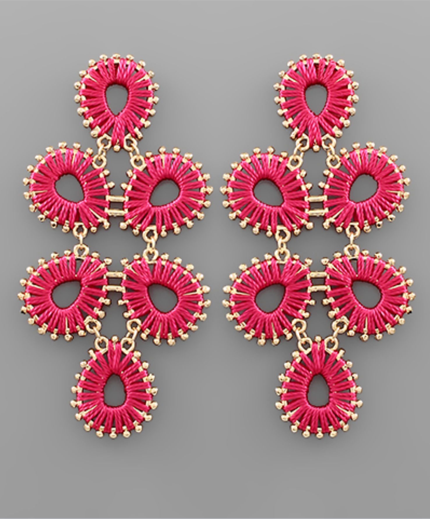 Steel earrings, shiny dark pink rose flowers | Jewelry Eshop