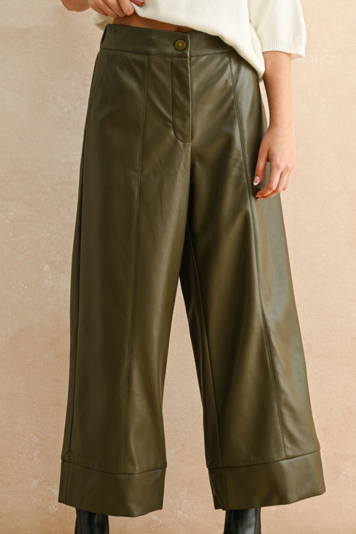 パンツ ATLAST&CO Lot.511 WIDE OLIVE Olive Faux Wide Straight Leg Pants – Azlinn Hope