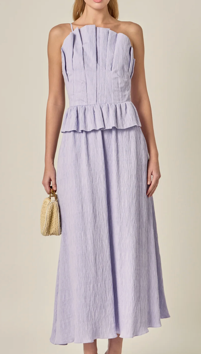 lilac ruffle midi dress English Factory