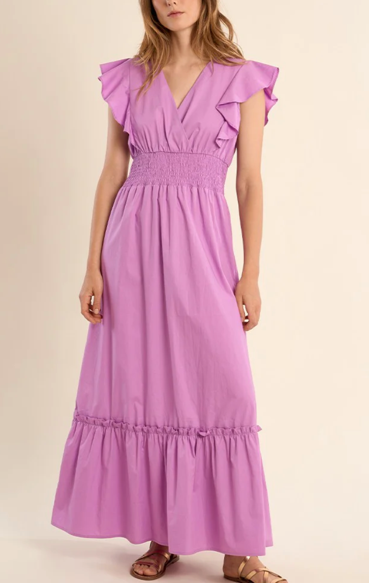 Feyra Lavender Flutter Sleeve Dress – Azlinn Hope
