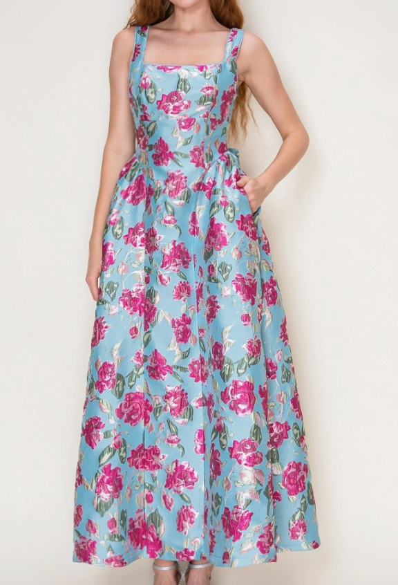 Aqua Corset Bodice Midi Dress – Azlinn Hope