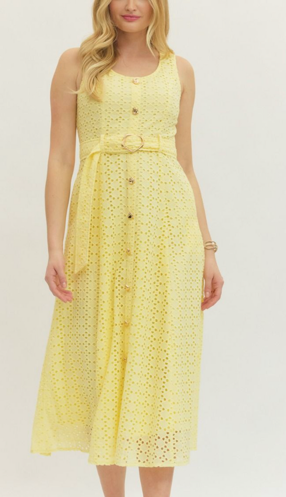 knee length dresses for ladies Limoncello Dreams Midi Dress in White Multi Lemon Cotton – St Frock main image 0