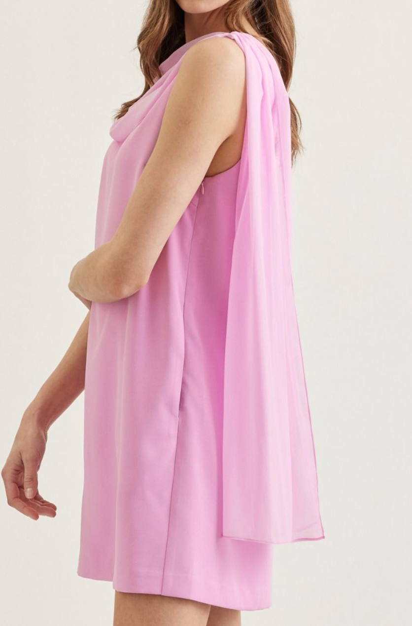 pink cowl neck mini dress Draped Cowl Neck Mini Dress – Azlinn Hope