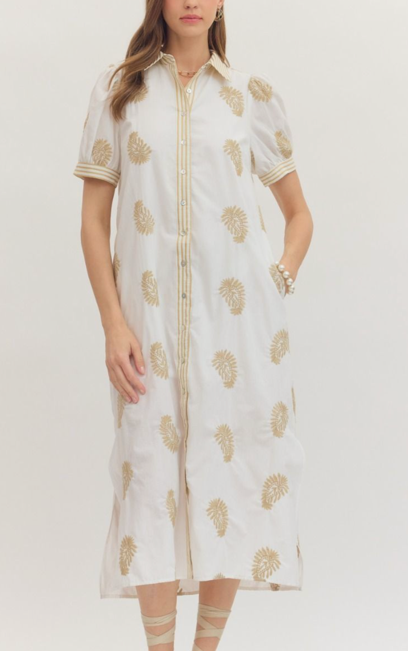 sachin and babi light blue dress Leocadia Embroidered Puff Sleeve Midi Dress