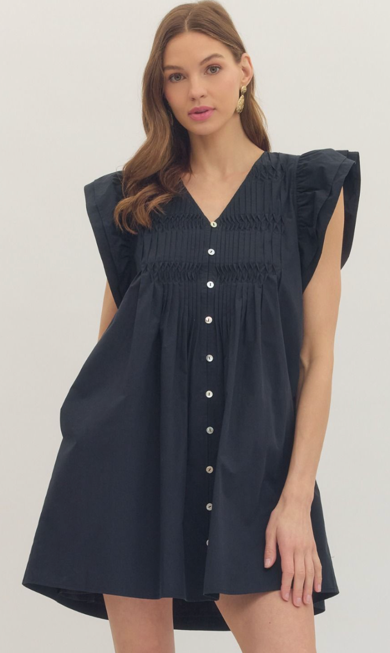 black flutter sleeve mini dress Grace Flutter Sleeve Mini Dress M