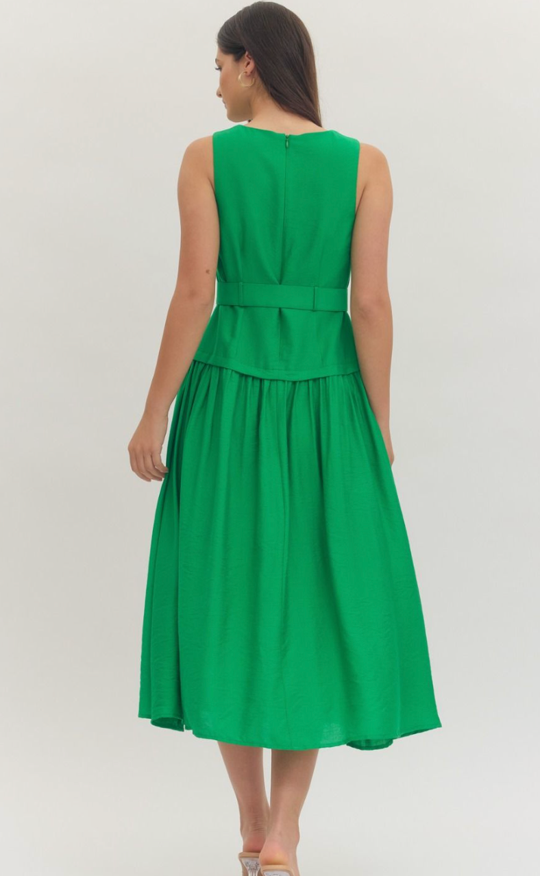 riley midi dress Riley Belted Sleeveless Midi Dress L