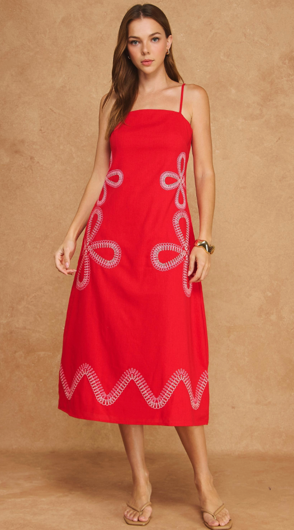 embroidered floral dress midi Multi Coast Embroidered Floral With Laid On Lace Midi Dress