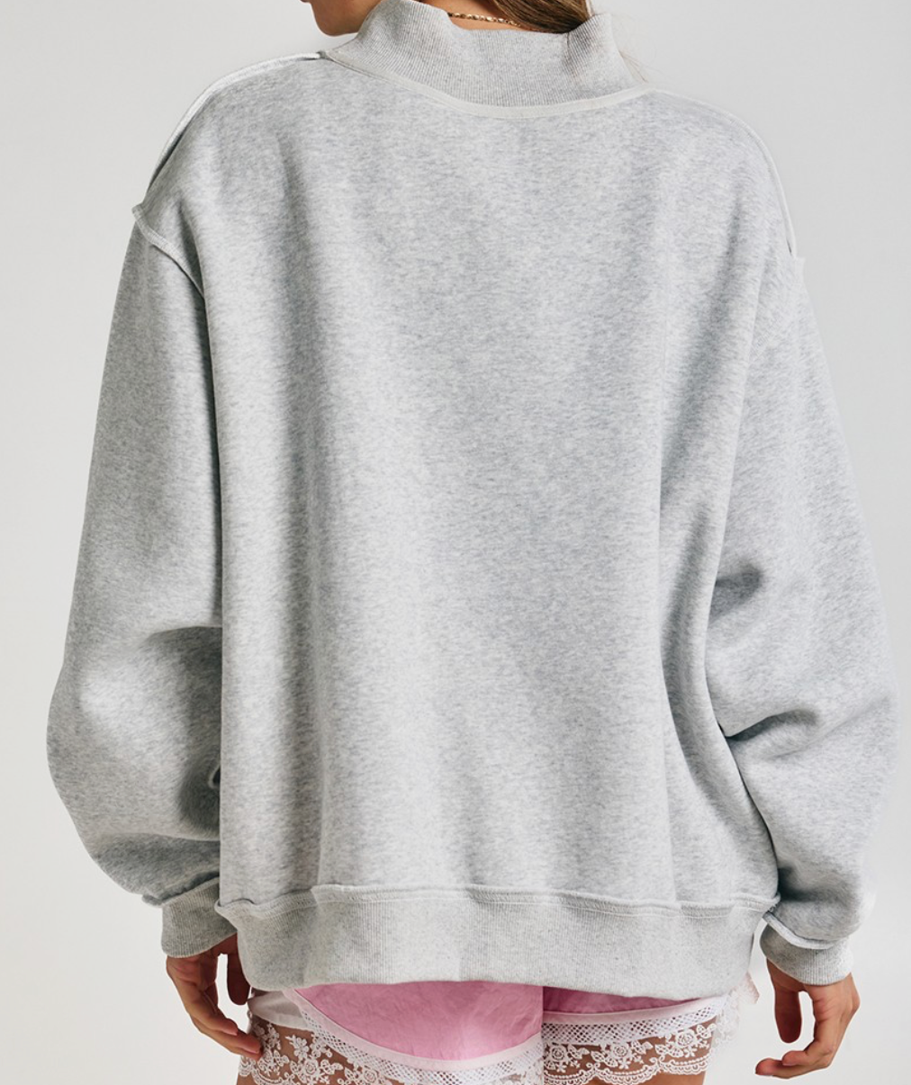 Mahjong Embroidered Mock Neck Sweatshirt – Azlinn Hope