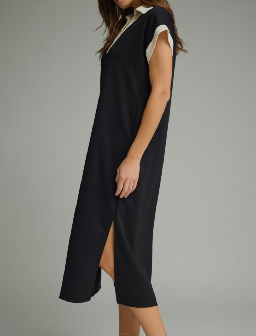 black and cream midi dress Forest Charm Black & Cream Midi Dress
