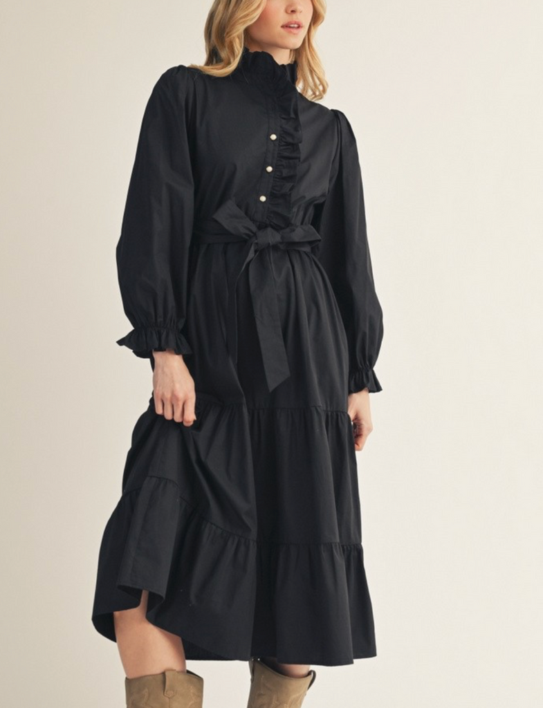 Ruffle Detail Tiered Midi Dress – Azlinn Hope