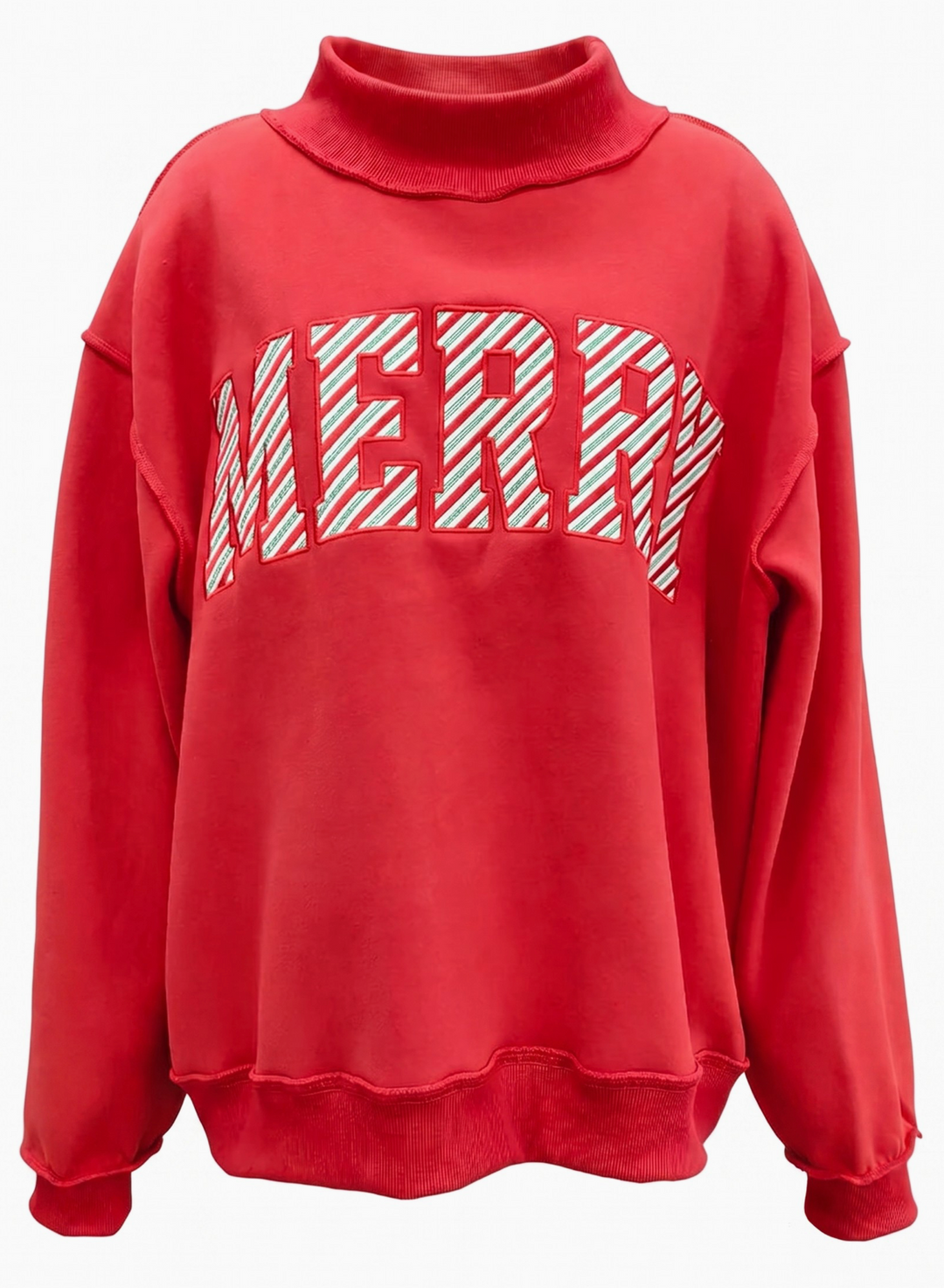 DECEMBERMAY☆Startribal Mockneck Merry Embroidered Mock Neck Sweatshirt – Azlinn Hope