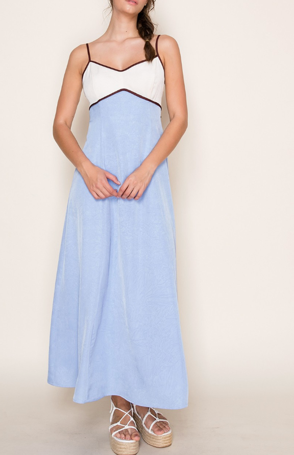 Sky & Sea Two-Tone Colorblock Maxi Dress  Azlinn Hope