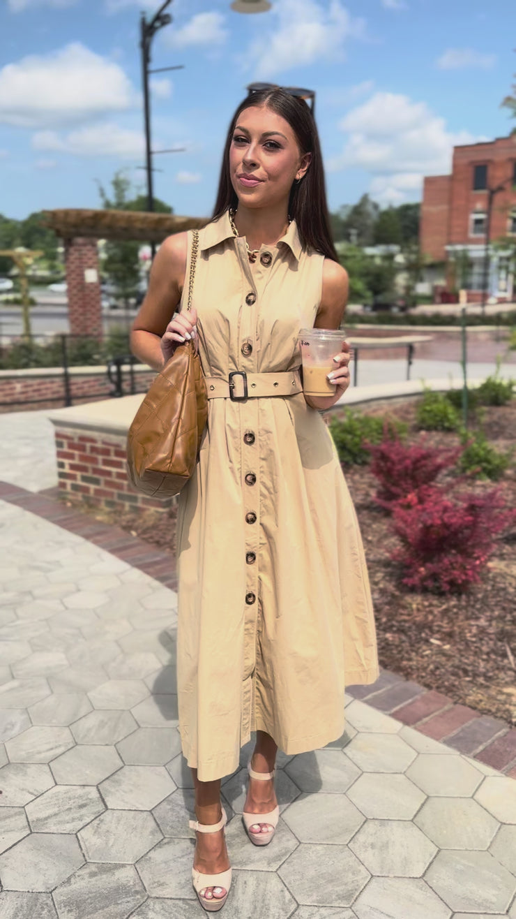 【美品】Sleeveless Twill Trench Dress The Sleeveless Trench Dress – Azlinn Hope